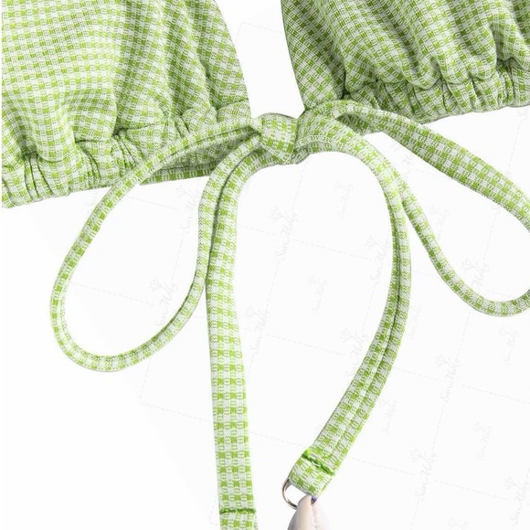 Chic Green Checkered Bikini Set - Picture 6 of 8